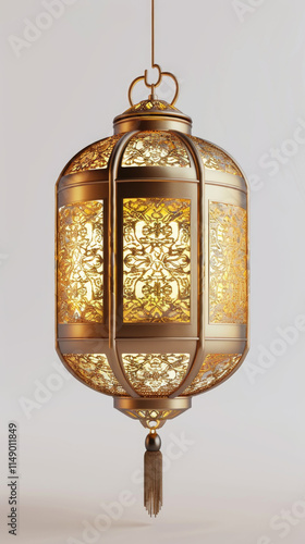 Classic Asian lantern with intricate details and soft glow, representing cultural heritage and traditional artistry photo