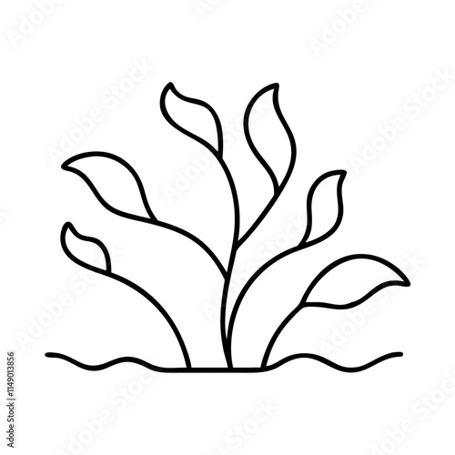  An abstract plant illustration featuring flowing leaves, drawn in a clean black line art style . Ideal for design, logos, or nature-themed concepts.