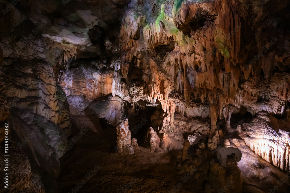 Abstract Geological Mineral Formations in Luray Caverns in Luray, Virginia, USA Abstract Geological Mineral Formations in Luray Caverns in Luray, Virginia, USA