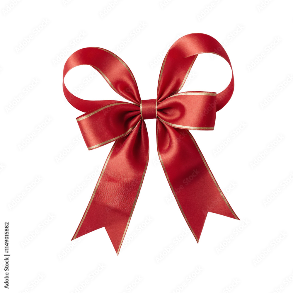 A festive red ribbon bow for Christmas decorations on a transparent background PNG A festive red ribbon bow for Christmas decorations on a transparent background PNG