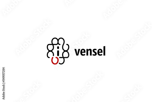 Template logo design soltion with vensel and latter I