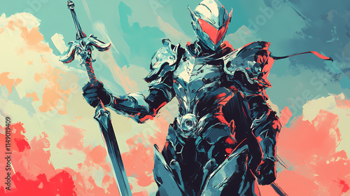 A stalwart and valiant paladin, sworn to protect the innocent and uphold justice. - generative ai. Stalwart. Illustration