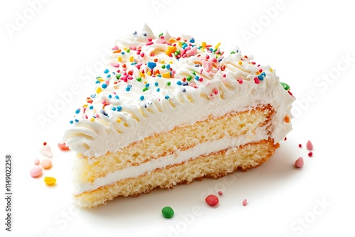 birthday cake slice isolated on white background 