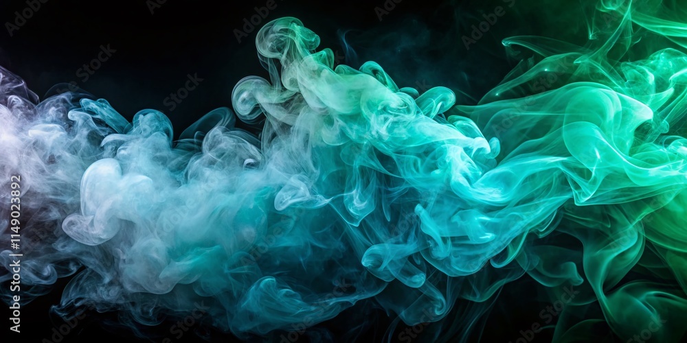 Ethereal Turquoise and Mint Smoke Clouds on Dark Background - Abstract Art Photography Ethereal Turquoise and Mint Smoke Clouds on Dark Background - Abstract Art Photography