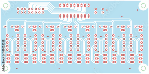Tracing conductors of printed circuit board
of electronic device. Vector engineering 
drawing of pcb design. Electric background.
Computer technic cad project.
