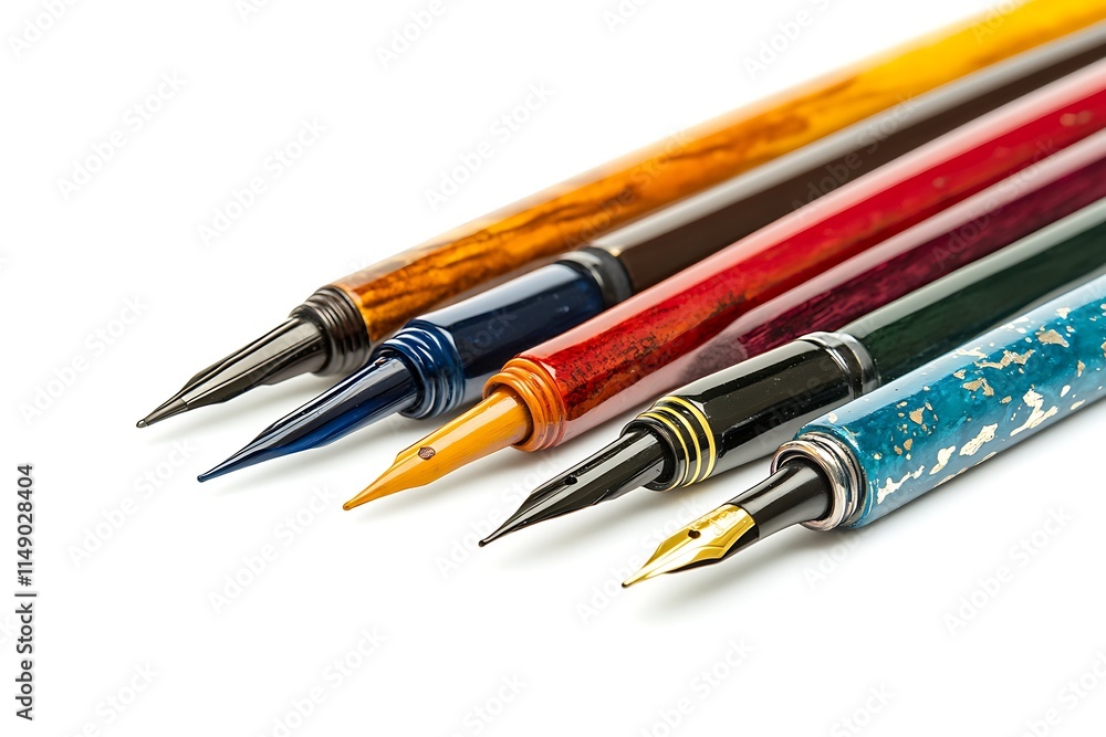 calligraphy pen set isolated on white background calligraphy pen set isolated on white background