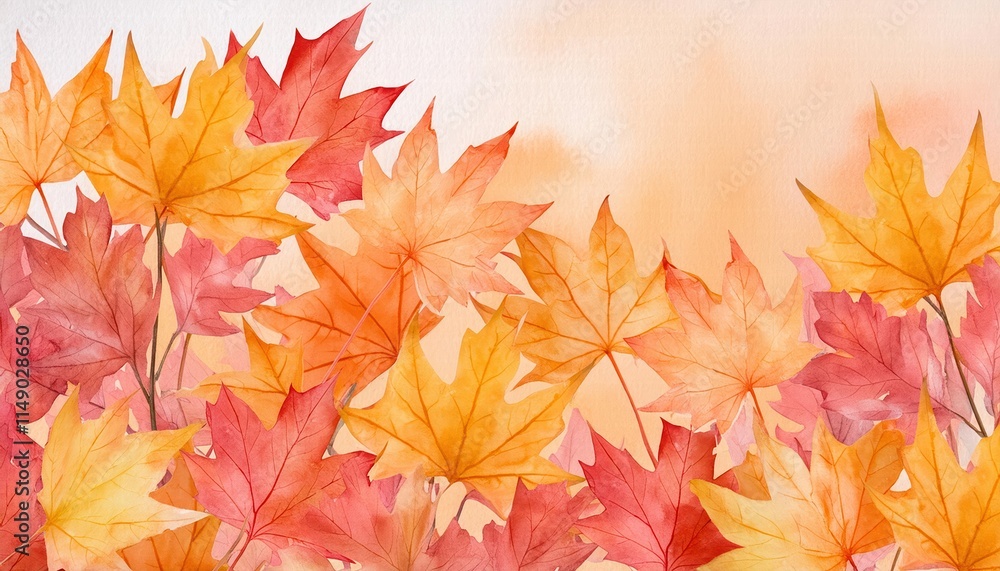 Vibrant Abstract Autumn Background Featuring HandPainted Watercolor Maple Leaves A Natural Artistic Expression Capturing the Essence of Falls Beauty and Warmth Vibrant Abstract Autumn Background Featuring HandPainted Watercolor Maple Leaves A Natural Artistic Expression Capturing the Essence of Falls Beauty and Warmth