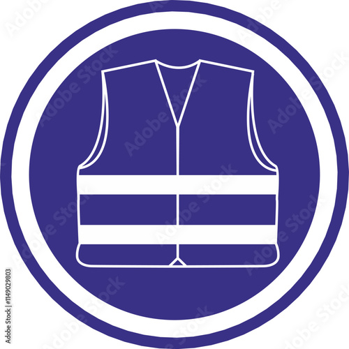 sign with a symbol indicating that it is mandatory to wear a jacket at work or a regulatory suit