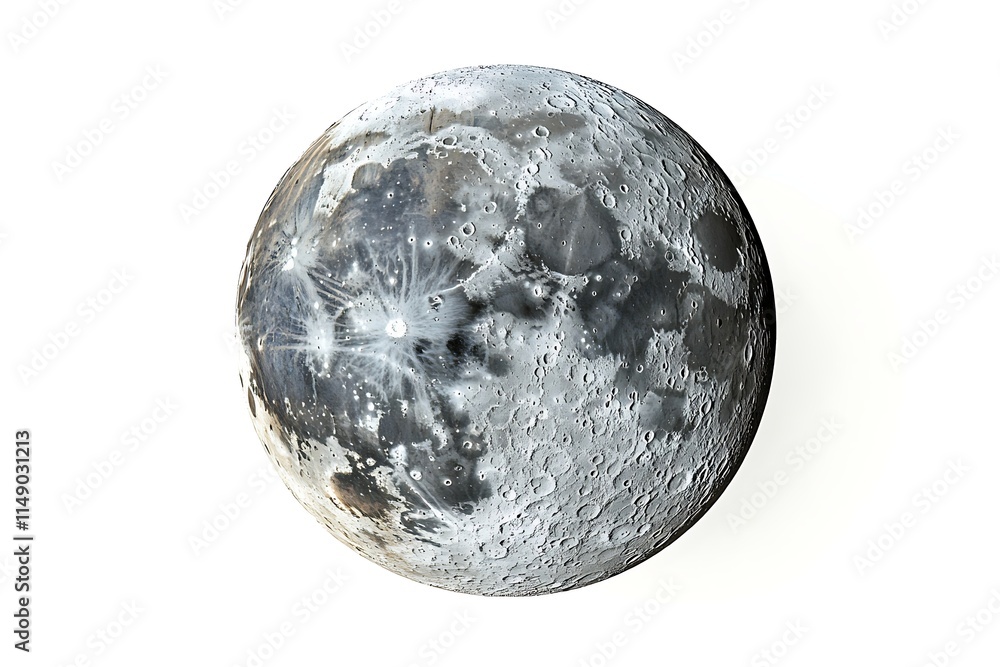 cratered moon model isolated on white background cratered moon model isolated on white background