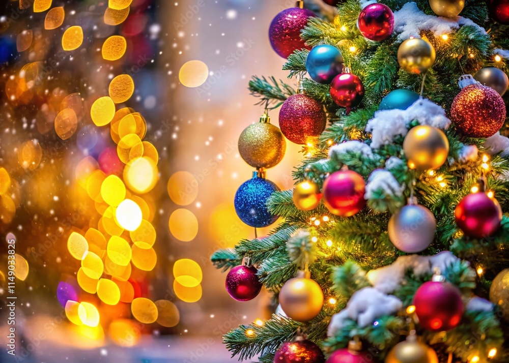 Festive Colorful Christmas Tree with Sparkling Lights - Holiday Portrait Festive Colorful Christmas Tree with Sparkling Lights - Holiday Portrait