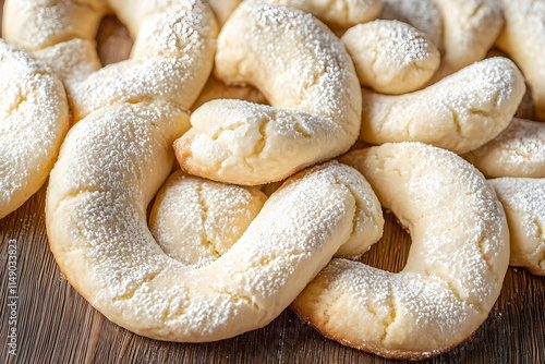 Traditional German or Austrian Vanillekipferl vanilla kipferl cookies photo