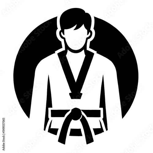 illustration, vector, silhouette, black and white, martial arts college, logo, taekwondo icon vector black and white photo