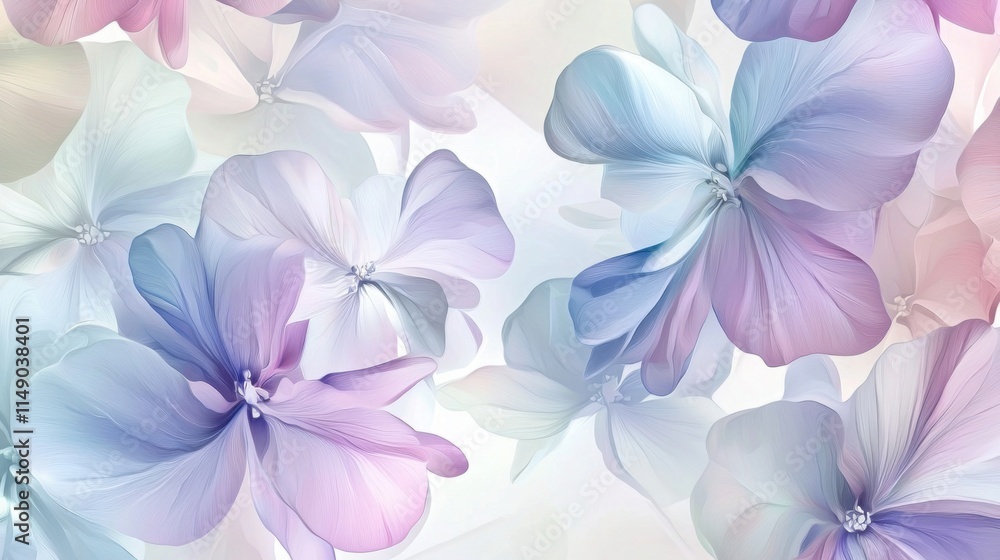 A soft, dreamy illustration of pastel-colored flowers with delicate petals blending harmoniously. Ideal as a creative background for any project. A soft, dreamy illustration of pastel-colored flowers with delicate petals blending harmoniously. Ideal as a creative background for any project.