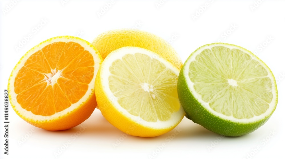 Bright Citrus Fruit Halves: Orange, Lemon, and Lime Bright Citrus Fruit Halves: Orange, Lemon, and Lime