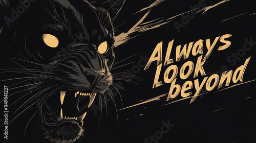 Illustration of a fierce panther with glowing eyes and the motivational text 