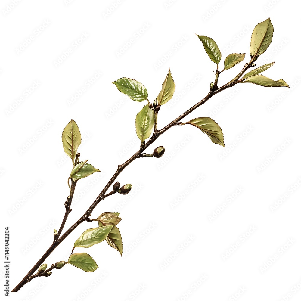 tea plant branch isolated on white background tea plant branch isolated on white background