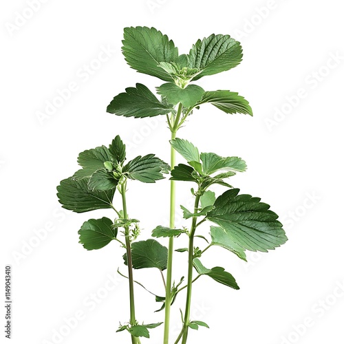 strawberry plant isolated on white background photo