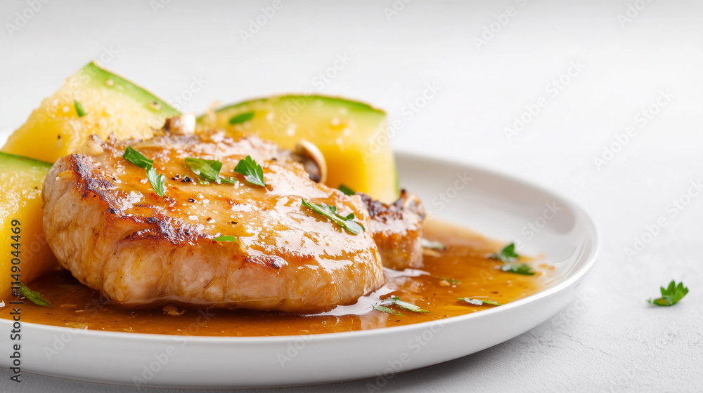 Honeydew and pork chop Asian fusion dish
Honeydew and pork chop Asian fusion dish