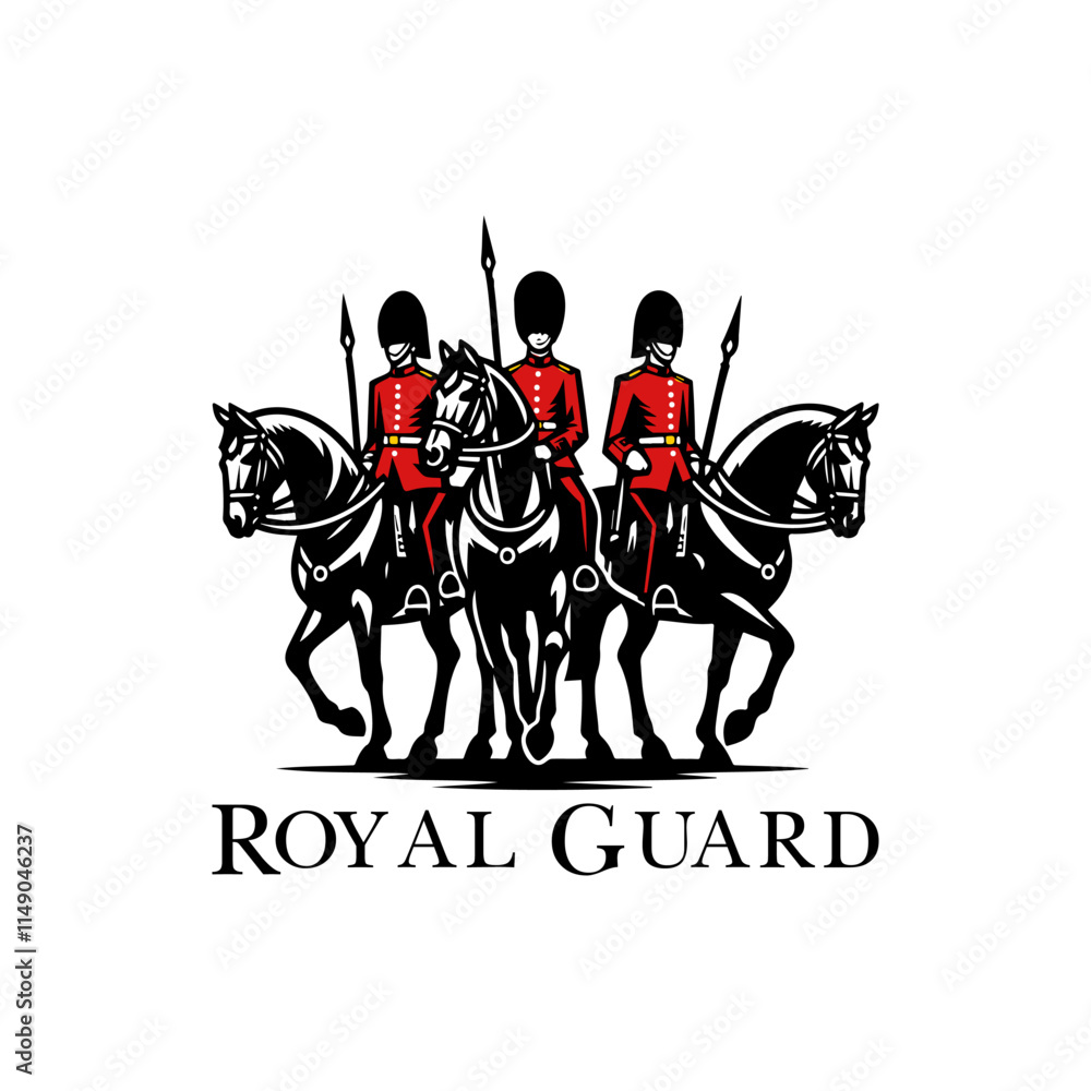 Naklejka premium three castle royal guards riding horses in vector logo