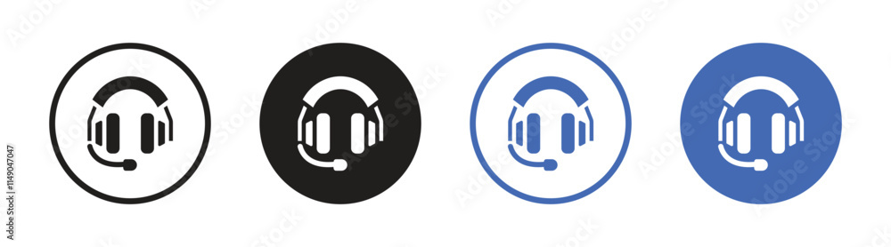 Vector Headphone Icon In Circles. Headphone Icon Set Vector Headphone Icon In Circles. Headphone Icon Set