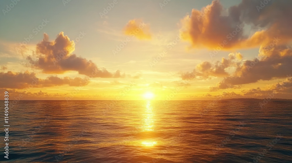 Serene Sunset Over Ocean Waves with Beautiful Cloud Formation Serene Sunset Over Ocean Waves with Beautiful Cloud Formation