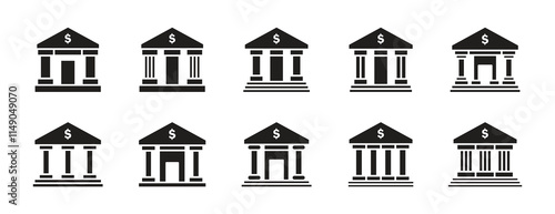 Vector Bank Icon Set. Bank Icon Collection