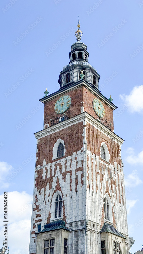 Obraz premium Krakow Old Town St. Mary's Basilica Main Market Square St Florians gate and Barbakan Royal Castle St. Joseph's Church