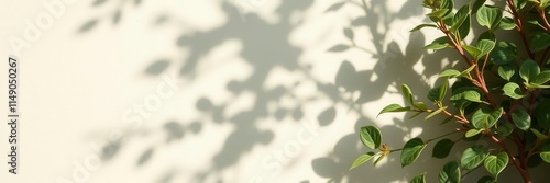 Abstract leaf shadows cast on textured cement surface, minimalistic, nature