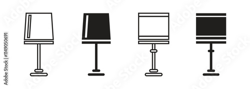 Vector Night Lamp Icon Set. Table Lamp Icons. Study Lamp Symbols