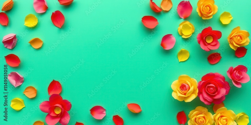 Backdrop of colorful paper roses in shades of pink, red, orange, and yellow creating a vibrant and cheerful display, display, vibrant, vibrant Backdrop of colorful paper roses in shades of pink, red, orange, and yellow creating a vibrant and cheerful display, display, vibrant, vibrant