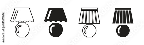 Vector Night Lamp Icon Set. Table Lamp Icons. Study Lamp Symbols