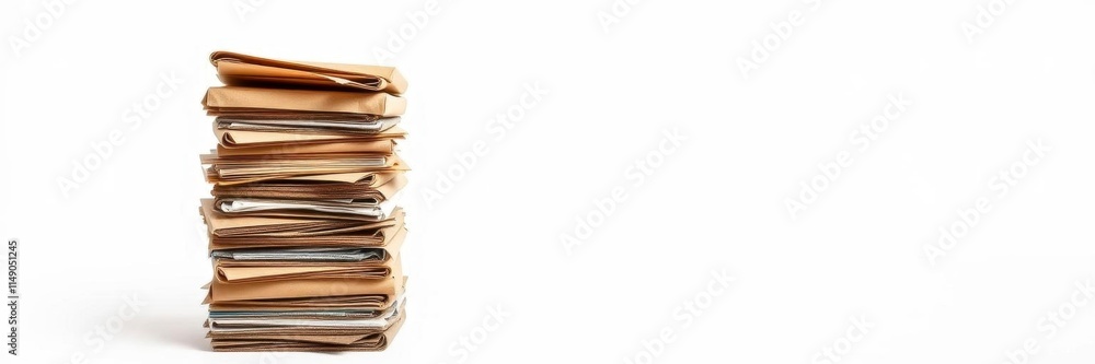 Brown cardboard boxes stacked for recycling, isolated on white background, repurpose, environmentally friendly, stack Brown cardboard boxes stacked for recycling, isolated on white background, repurpose, environmentally friendly, stack