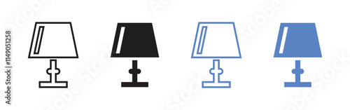 Vector Night Lamp Icon Set. Table Lamp Icons. Study Lamp Symbols