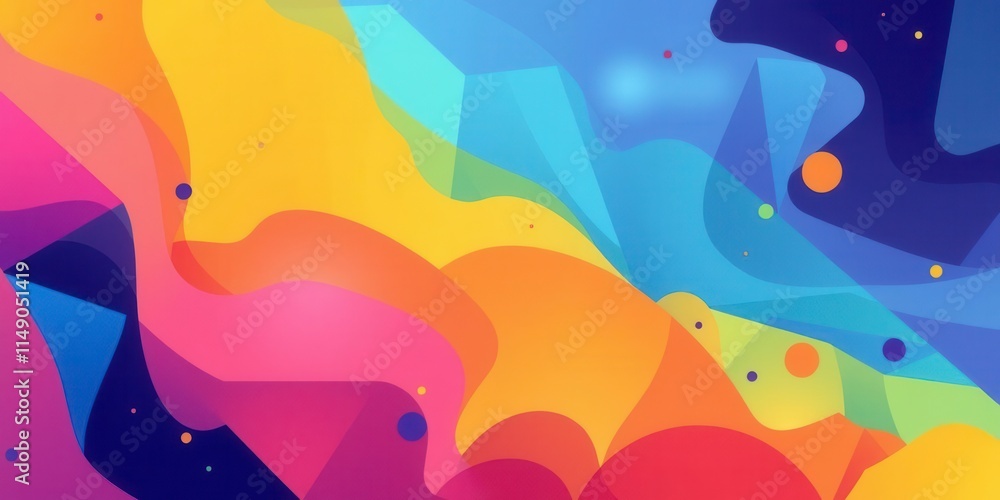 Fototapeta premium Colorful abstract geometric pattern with vibrant colors and dynamic shapes, illustration, digital, texture