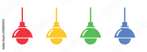 Vector Hanging Lamp Icon Set