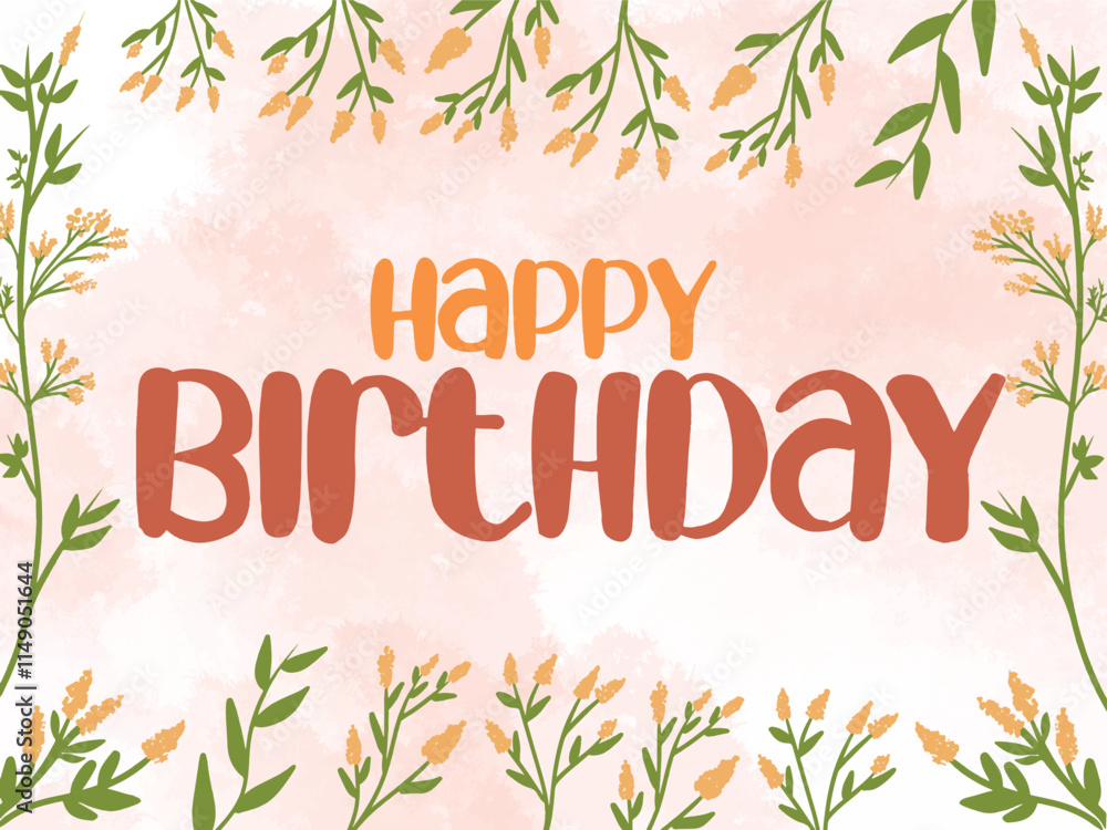 Obraz premium Happy birthday vector background design. Birthday greeting text. birthday card. Happy birthday text vector design. Birthday balloons and pennants party decoration elements. Vector illustration