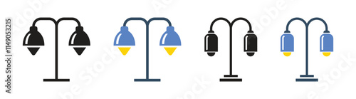 Vector Hanging Lamp Icon Set. Street Lamp Icons
