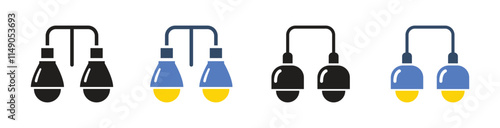 Vector Hanging Lamp Icon Set