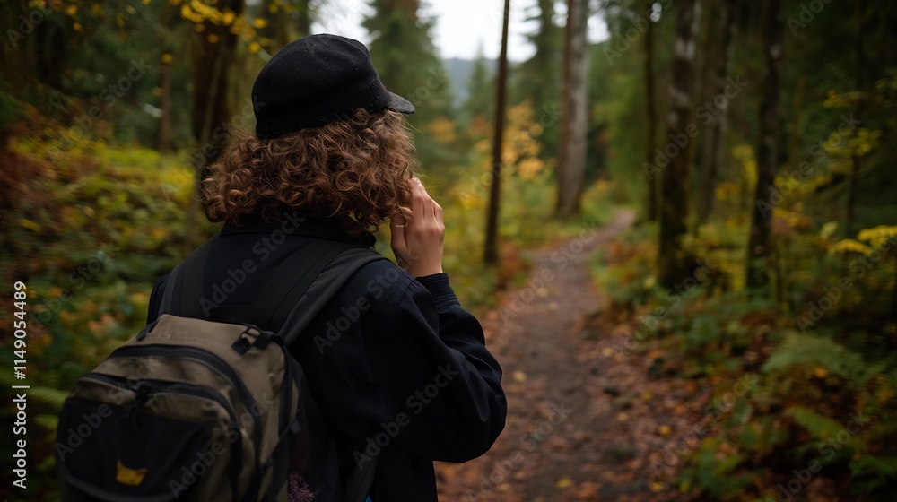 Autumnal Hike: A Person's Journey Through a Forest Path Autumnal Hike: A Person's Journey Through a Forest Path