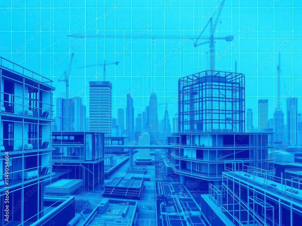 Digitally enhanced architectural blueprint of a modern building, digital, blueprint, architecture Digitally enhanced architectural blueprint of a modern building, digital, blueprint, architecture