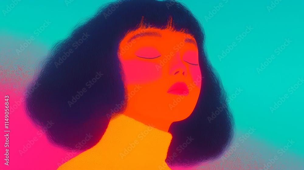 A Stunning and Vibrant Portrait of a Woman Set Against a Colorful and ...