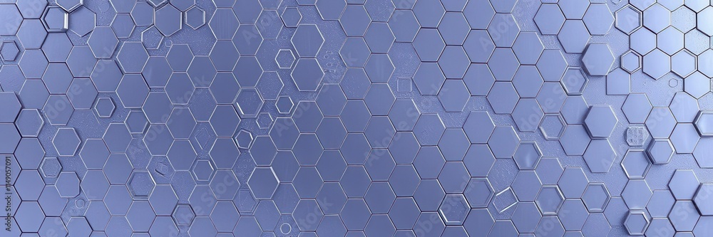 Fototapeta premium Hexagonal abstract metal background with soft glowing light, shine, hexagon