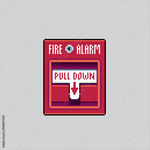 Pixel art illustration Fire Alarm. Pixelated Fire Signal. Red Fire Alarm Signal icon pixelated for the pixel art game and icon for website and video game. old school retro.