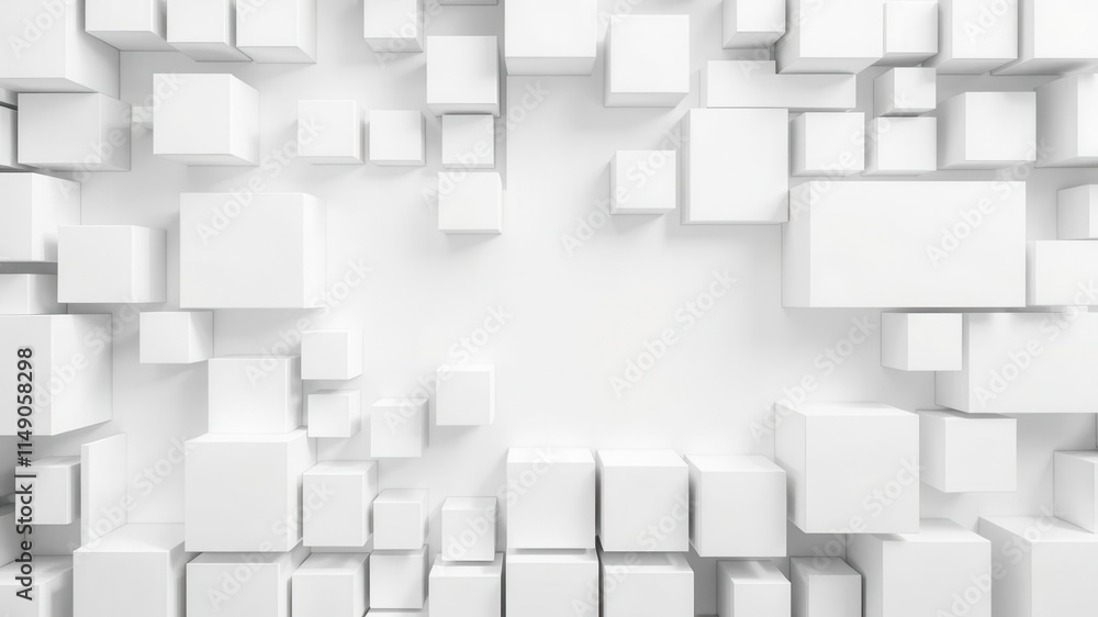 Randomly arranged white cube boxes creating a modern and abstract background perfect for banner or wallpaper design, wallpaper, abstract Randomly arranged white cube boxes creating a modern and abstract background perfect for banner or wallpaper design, wallpaper, abstract