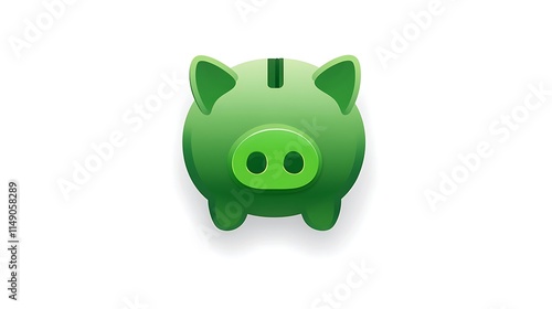 savings app icon with green piggy bank isolated on white background photo