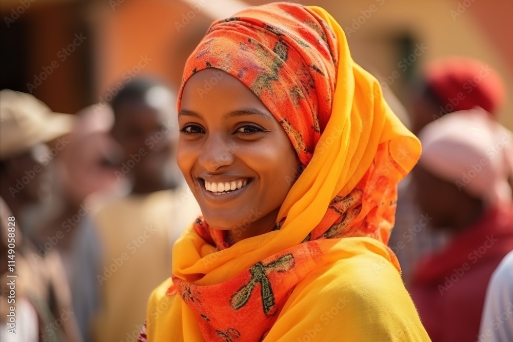Muslim woman in a headscarf at the annual religious ceremony Muslim woman in a headscarf at the annual religious ceremony