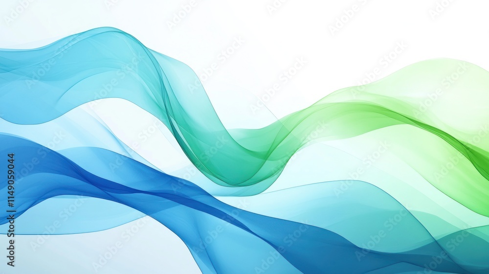 Abstract blue and green flowing waves on white background. Abstract blue and green flowing waves on white background.