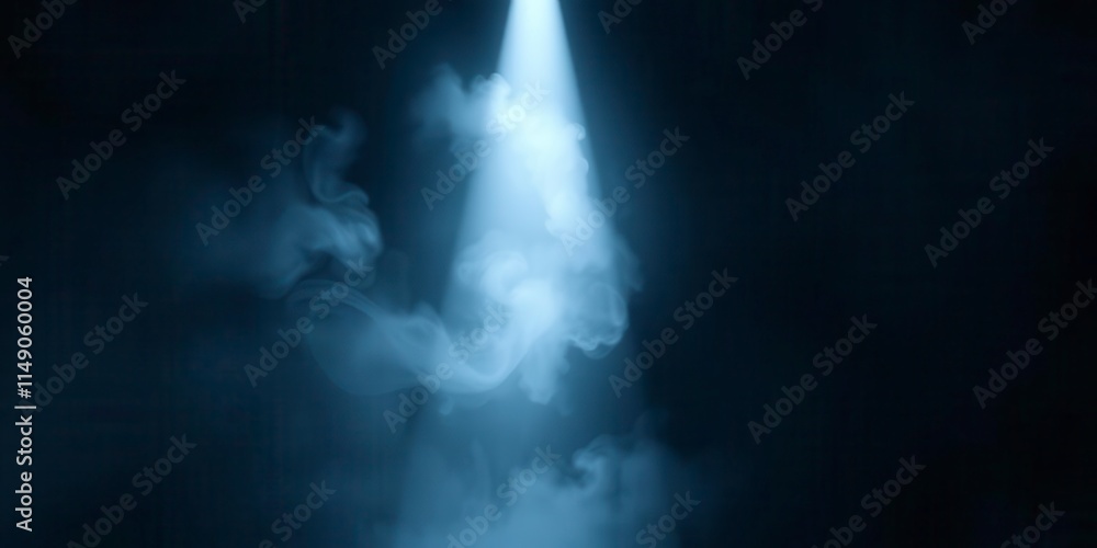 Obraz premium Abstract white spot light shining down on a cloud of swirling smoke, mysterious, surreal, dramatic