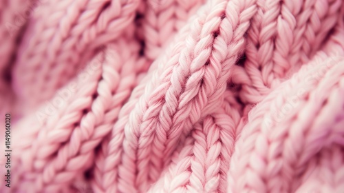 soft pink knit fabric with a braided texture and smooth, intricate stitches creating a cozy and delicate appearance