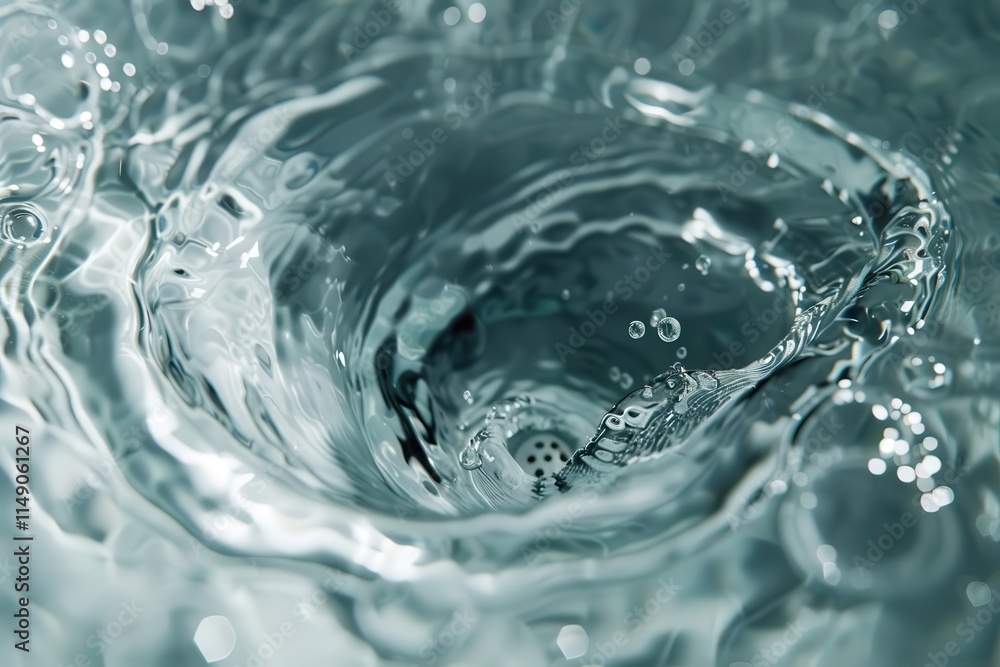 A close-up view of swirling water creating a vortex. A close-up view of swirling water creating a vortex.